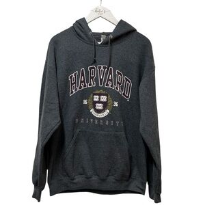 Jerzees‎ Harvard University Grey Hoodie Sweatshirt Size Large